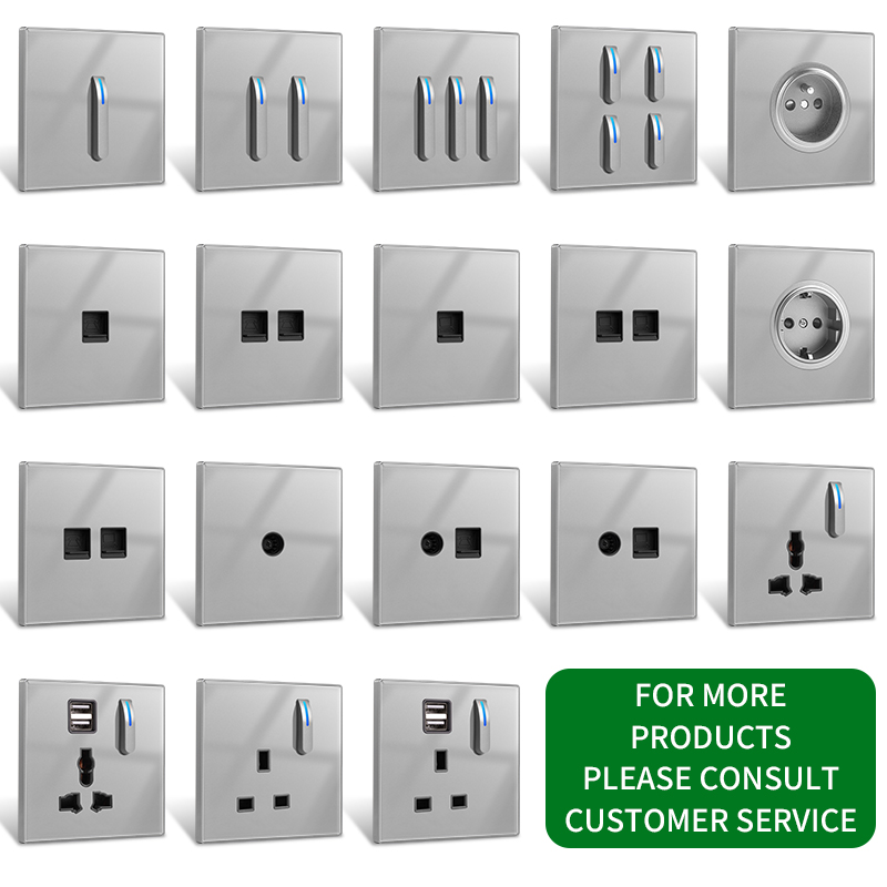 86 Type Switch Socket Black Tempered Glass Panel Piano Key 16A Air Conditioning Plug,{非常的好}
