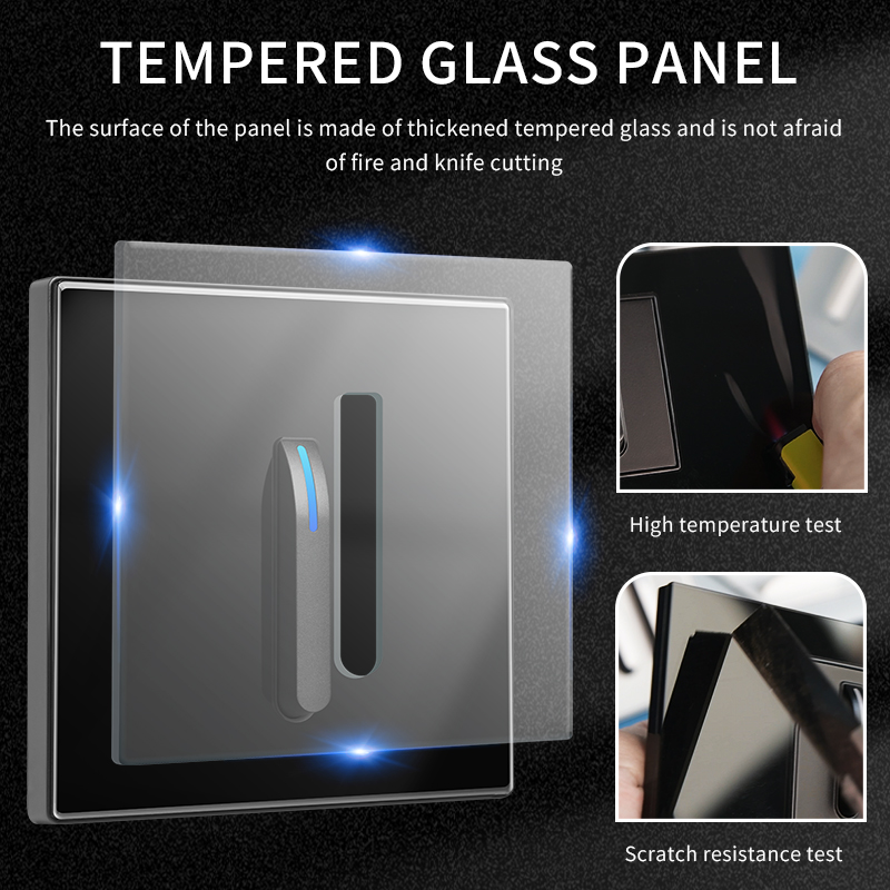 86 Type Switch Socket Black Tempered Glass Panel Piano Key 16A Air Conditioning Plug,{非常的好}