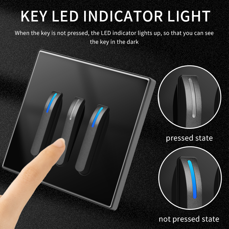 86 Type Switch Socket Black Tempered Glass Panel Piano Key 16A Air Conditioning Plug,{非常的好}