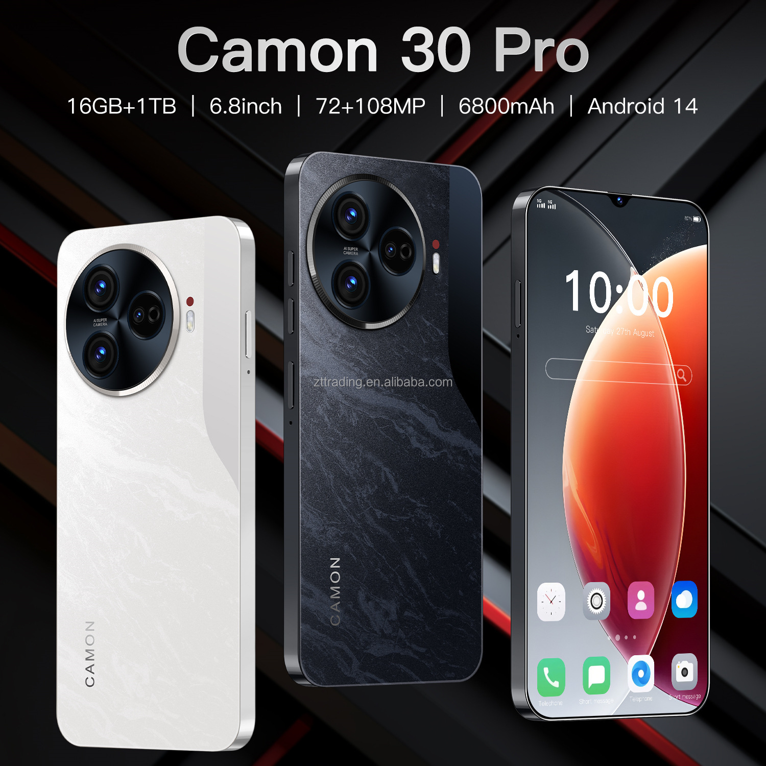 Hot Commodity c30 pro  6.8 Inch Full Screen WIFI GPS techon Smartphone 16GB+1TB Android 4G 5G Mobile Phone t echno camon 30,{非常的好}